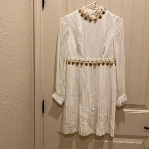 Carol Brent Vintage Women’s Size 11 Dress Pleats Sheer Sleeves Sequin w/ Coins